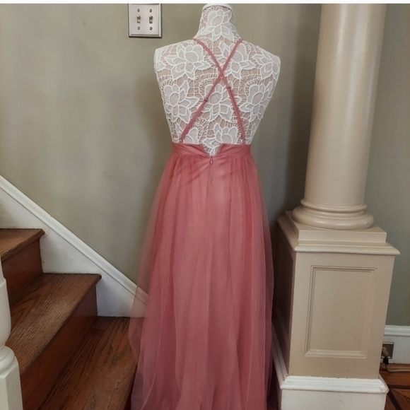 FASHION NOVA Work The Runway Blush Tulle Maxi Backless Dress - Picture 16 of 16